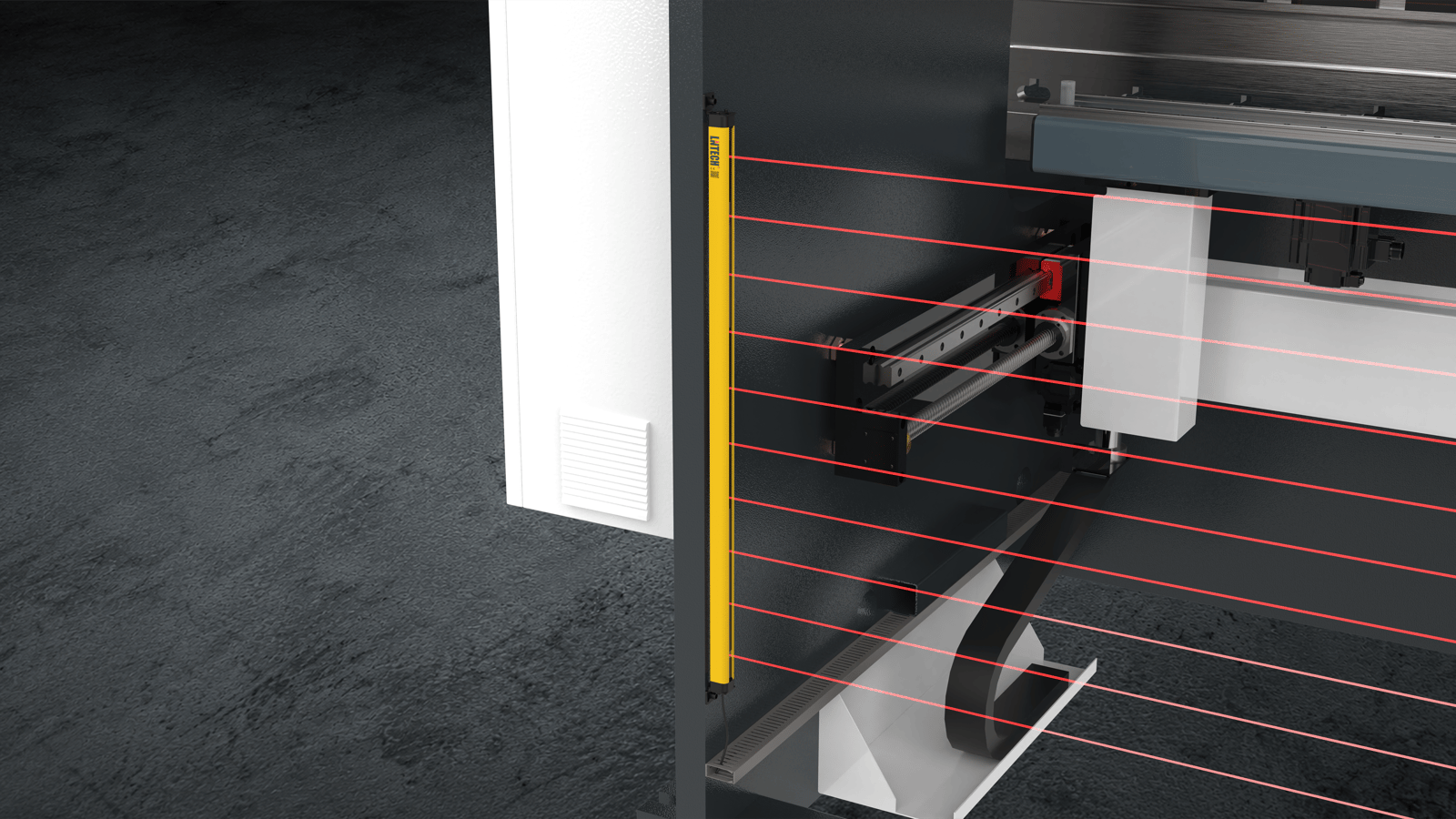 Light curtain safety system installed on press brake